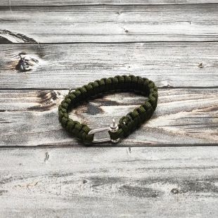 Браслет «Кобра» из паракорда олива с железным шаклом